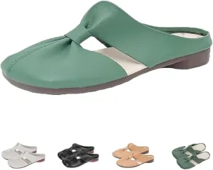 2025 Cut Out Design Flat Mules for Women,Women's Soft Sole Knot Mules,Lightweight Round Toe Backless Non-Slip Sandals