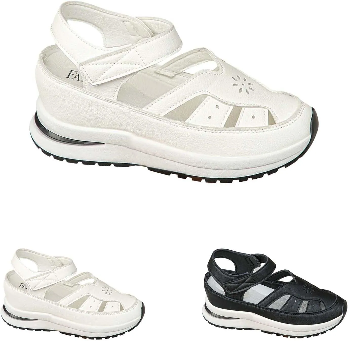 2025 New Women's Hollow Out Breathable Platform Wedge Sandals, Casual Stylish Roman Sandal, Stylish Leather Closed Toe Roman Shoes Adjustable Strap