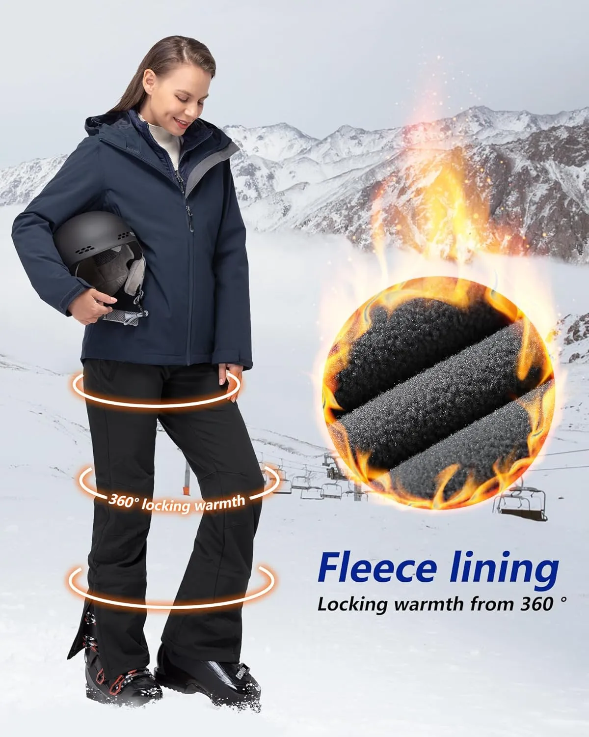 33,000ft Women's Softshell Snow Pants Waterproof Warm Ski Pants Insulated Ripstop Snowboard Winter Pants