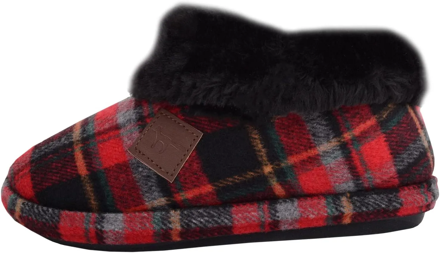 ABSOLUTE FOOTWEAR Womens Slip On Tartan Checked Thick Faux Fur Winter Slipper Booties Boots