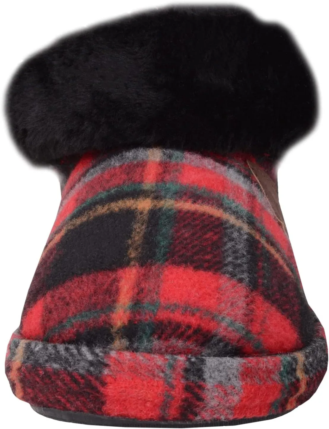 ABSOLUTE FOOTWEAR Womens Slip On Tartan Checked Thick Faux Fur Winter Slipper Booties Boots