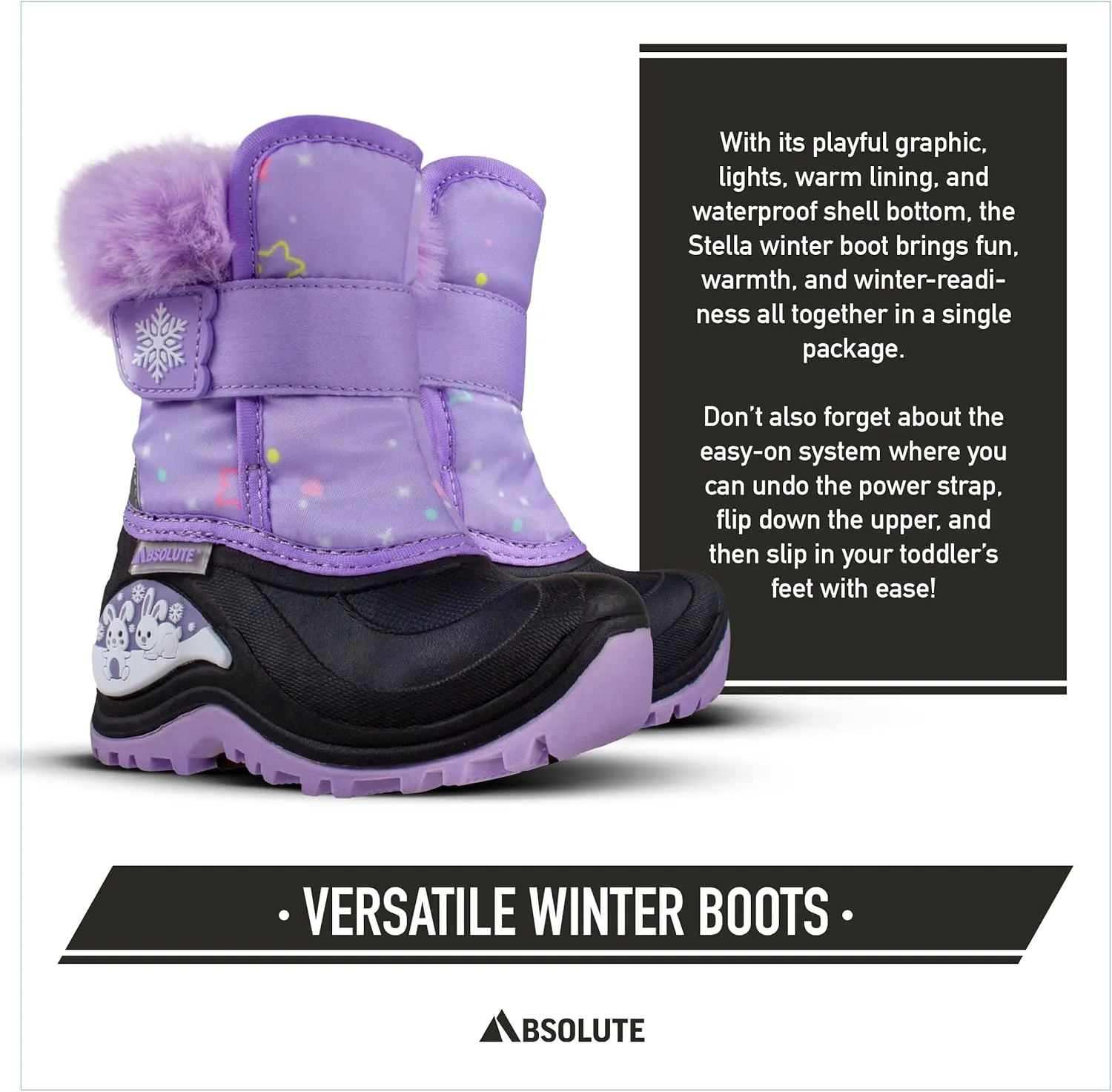 Absolute Stella Toddler Little Kids High Snow Winter Boots, Warm, Insulated, Waterproof Shell
