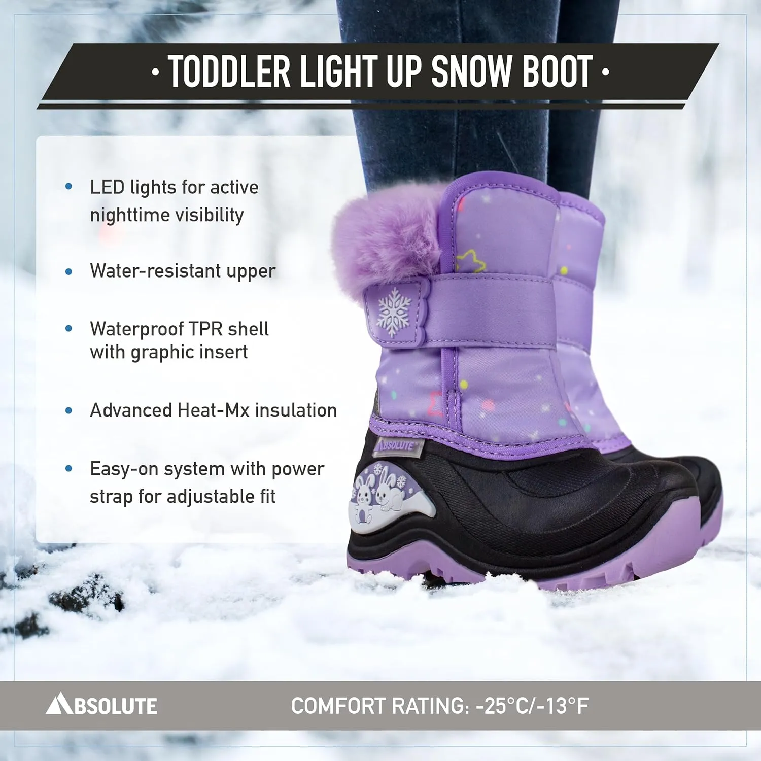 Absolute Stella Toddler Little Kids High Snow Winter Boots, Warm, Insulated, Waterproof Shell