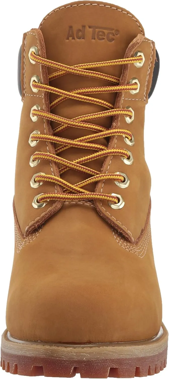 Ad Tec 6in Women's Lightweight Waterproof Tan Nubuck Leather Work Boots for Women - Steel Toe with Cushioned Insole, Brown
