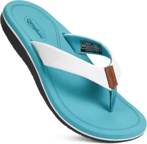 AEROTHOTIC Flip Flops Arch Support Womens – Slip On Recovery Plantar Fasciitis Relief Orthotic Slippers – Lightweight Thong Cushioning Sandals Women – Indoor Outdoor Beach Yoga Mat Footbed Footwear