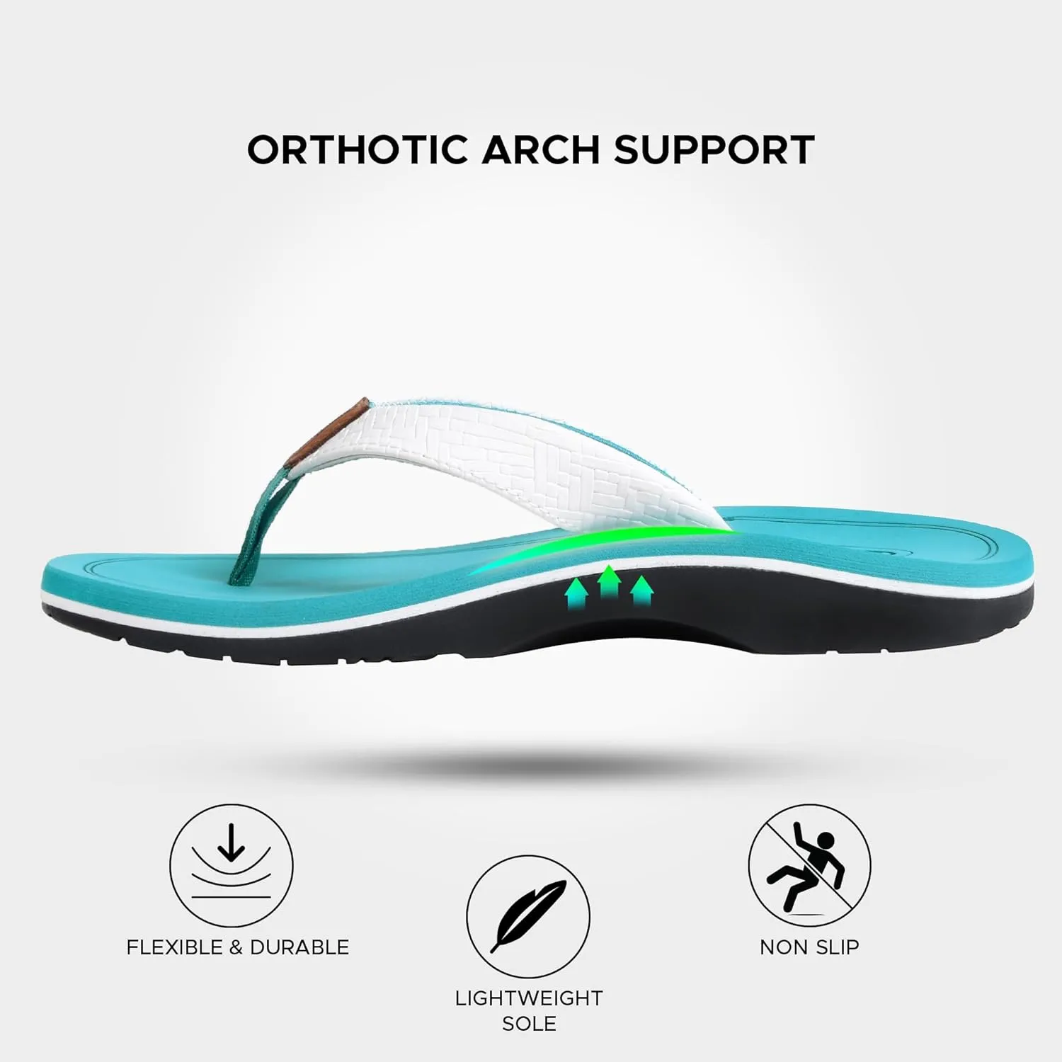AEROTHOTIC Flip Flops Arch Support Womens – Slip On Recovery Plantar Fasciitis Relief Orthotic Slippers – Lightweight Thong Cushioning Sandals Women – Indoor Outdoor Beach Yoga Mat Footbed Footwear