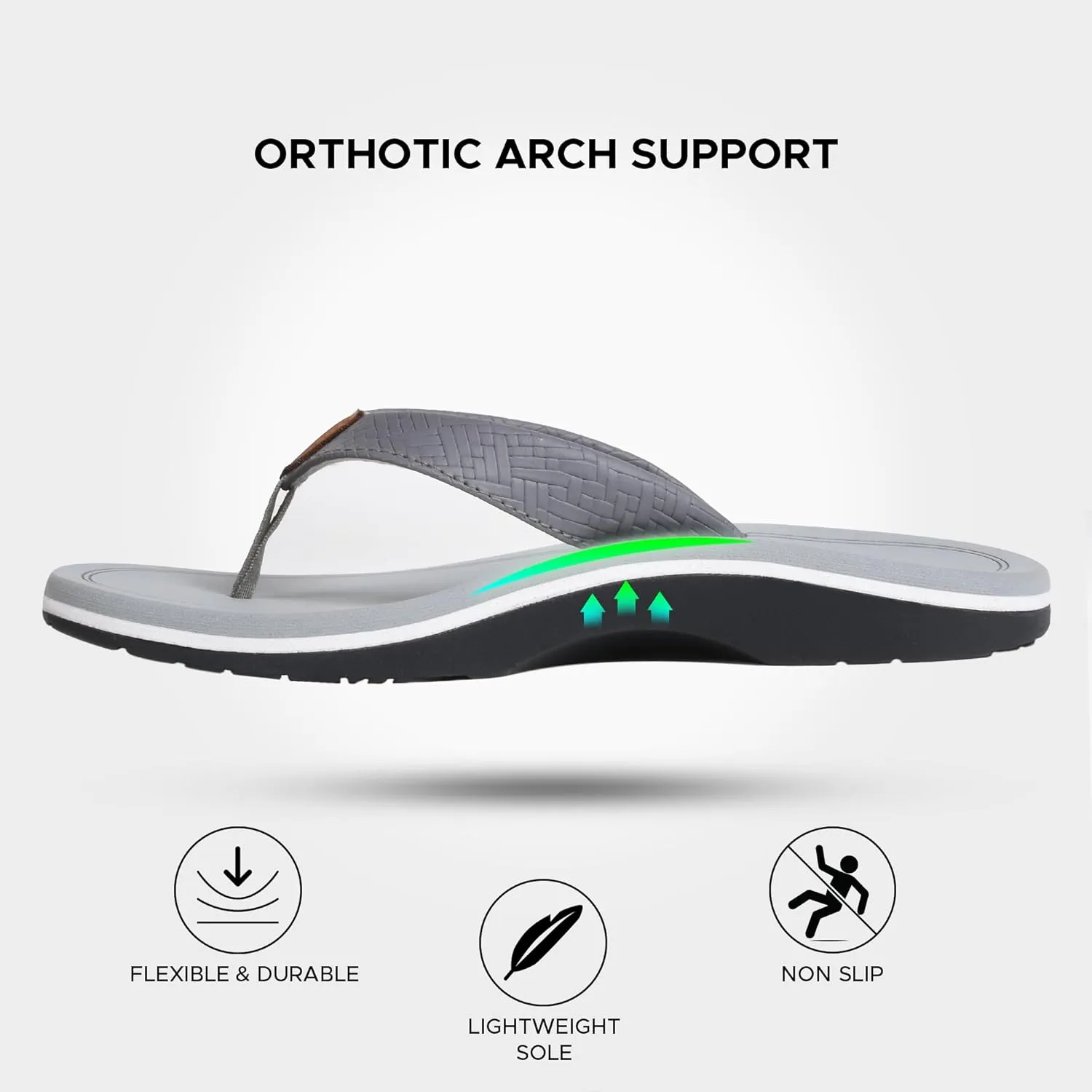 AEROTHOTIC Flip Flops Arch Support Womens – Slip On Recovery Plantar Fasciitis Relief Orthotic Slippers – Lightweight Thong Cushioning Sandals Women – Indoor Outdoor Beach Yoga Mat Footbed Footwear