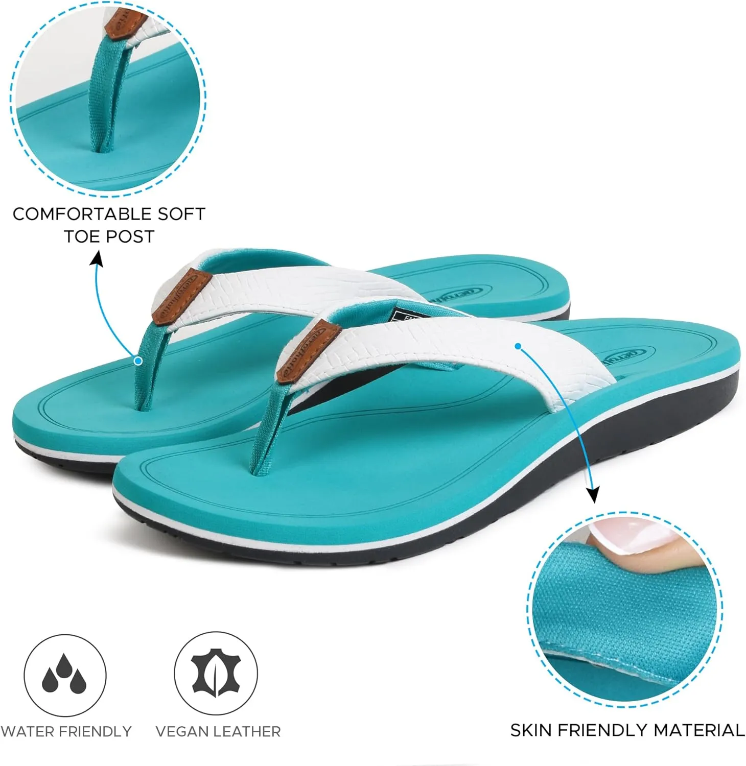 AEROTHOTIC Flip Flops Arch Support Womens – Slip On Recovery Plantar Fasciitis Relief Orthotic Slippers – Lightweight Thong Cushioning Sandals Women – Indoor Outdoor Beach Yoga Mat Footbed Footwear