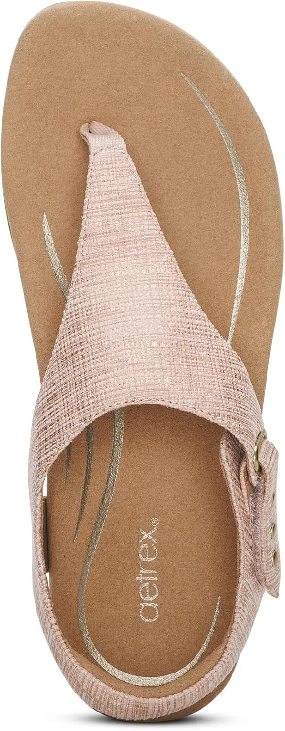 Aetrex Women's Ellie Orthopedic Adjustable Quarter Strap Comfort Thong Sandals