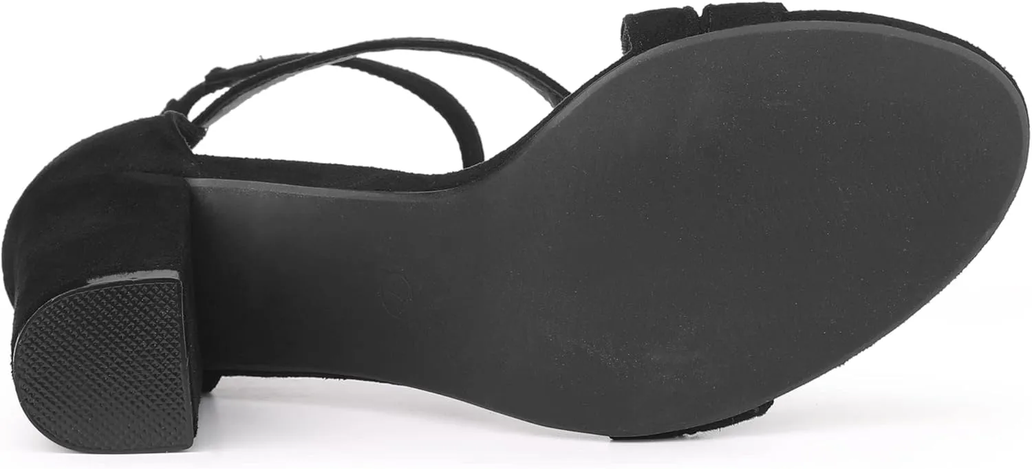 Allegra K Women's Crisscross Ankle Strap Chunky Heel Sandals
