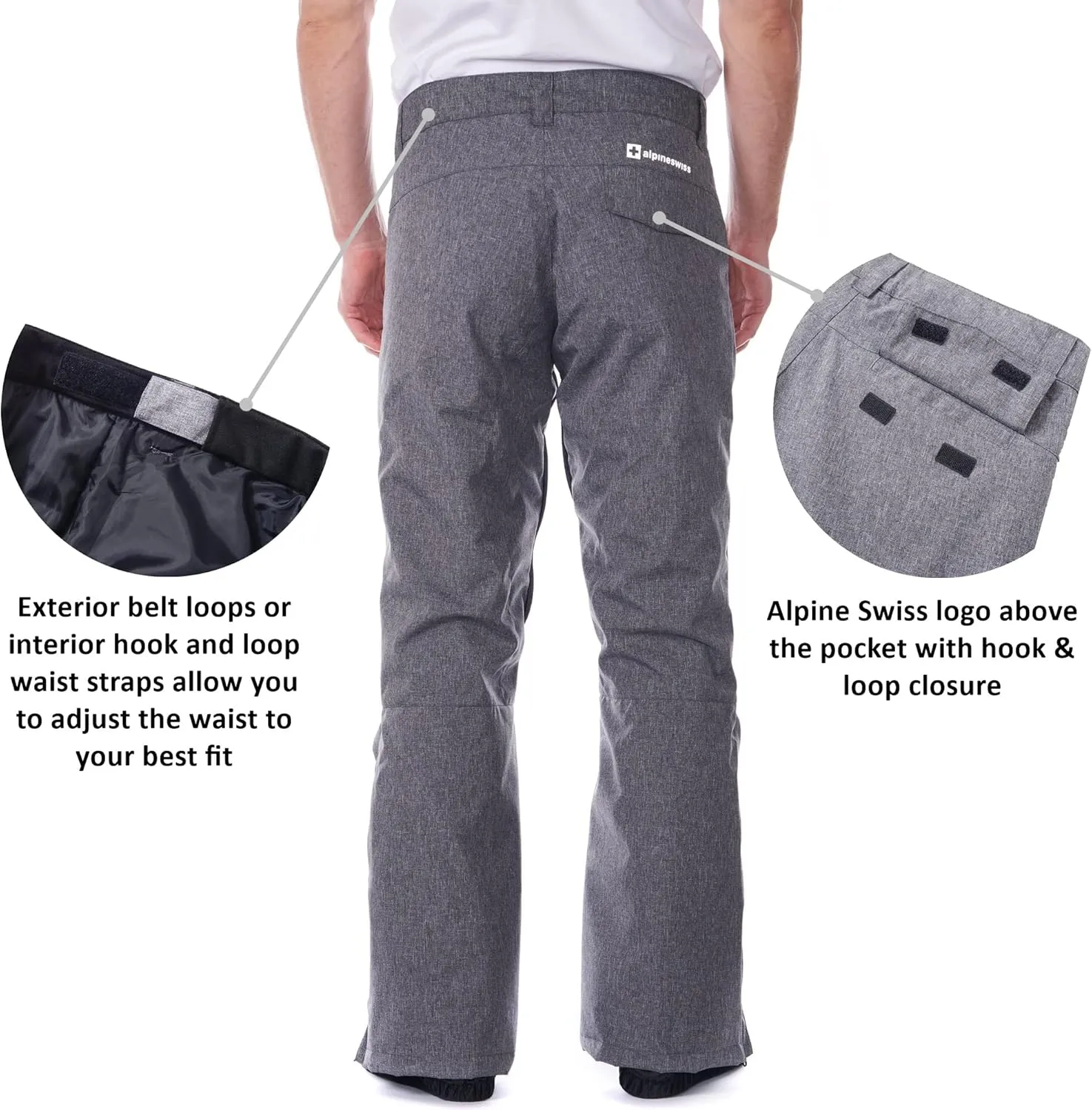 Alpine Swiss Mens Waterproof Ski Snowboarding Pants Insulated Winter Snow Pants