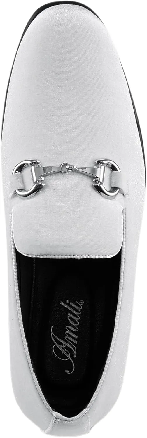 Amali Bradford - Microfiber Men's Slip-On Loafer with Gold Metal Bit - Smoking Slip On Dress Shoes for Men - Microfiber Formal Loafers for Men