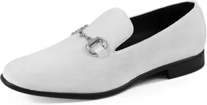 Amali Bradford - Microfiber Men's Slip-On Loafer with Gold Metal Bit - Smoking Slip On Dress Shoes for Men - Microfiber Formal Loafers for Men