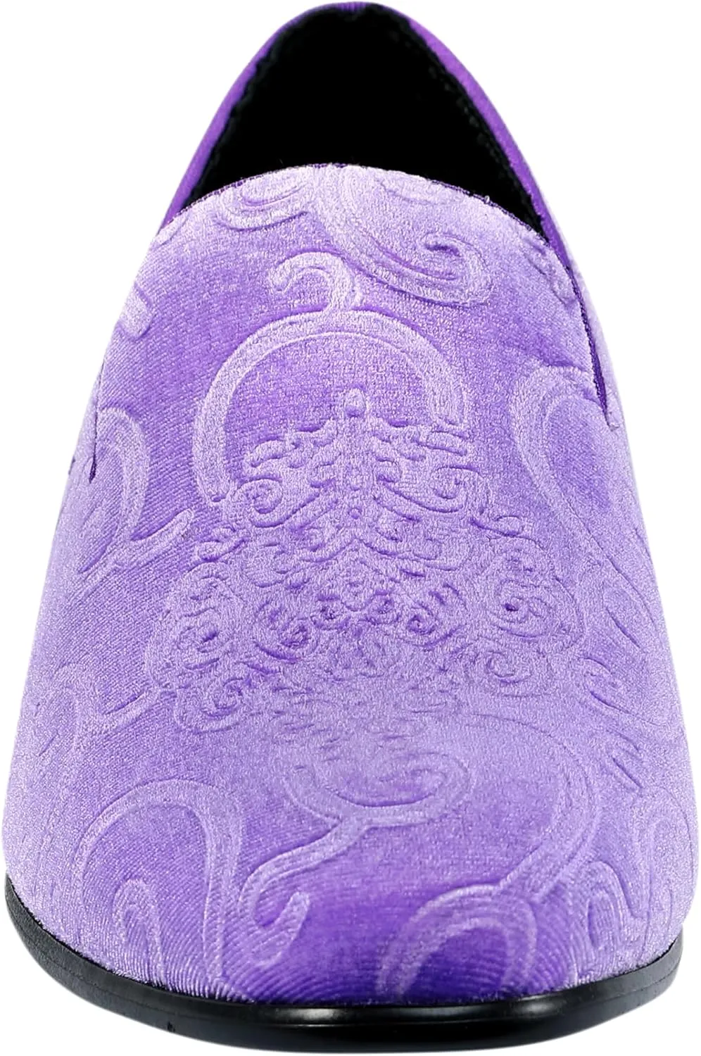 Amali King - Men's Slippers - Mens Loafers - Designer Shoes for Men - Tuxedo Shoes - Velvet Loafers Men - Embossed Paisley Pattern, Satin Band and Trim