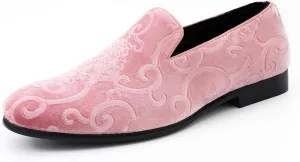 Amali King - Men's Slippers - Mens Loafers - Designer Shoes for Men - Tuxedo Shoes - Velvet Loafers Men - Embossed Paisley Pattern, Satin Band and Trim