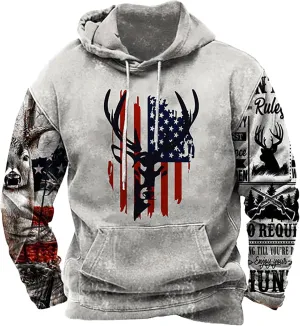 American Flag Patriotic Hoodies Mens Vintage Tribal Aztec Graphic Sweatshirts Big&Tall Washed Distressed Pullover Tops