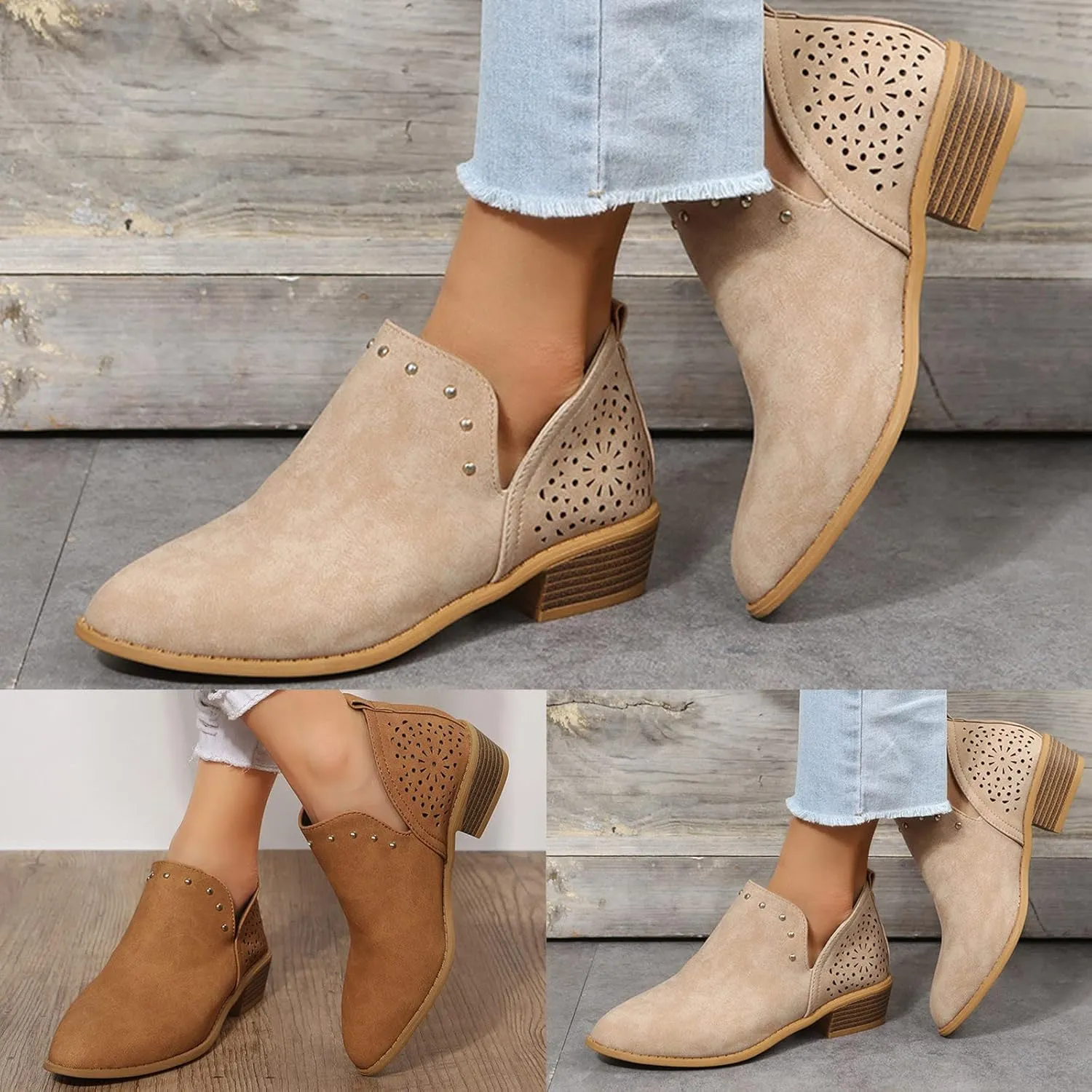 Ankle Boots for Women Low Heel,Summer Caged Gladiator Block Heel Strappy Dress Dressy Sandals Shoes for Women