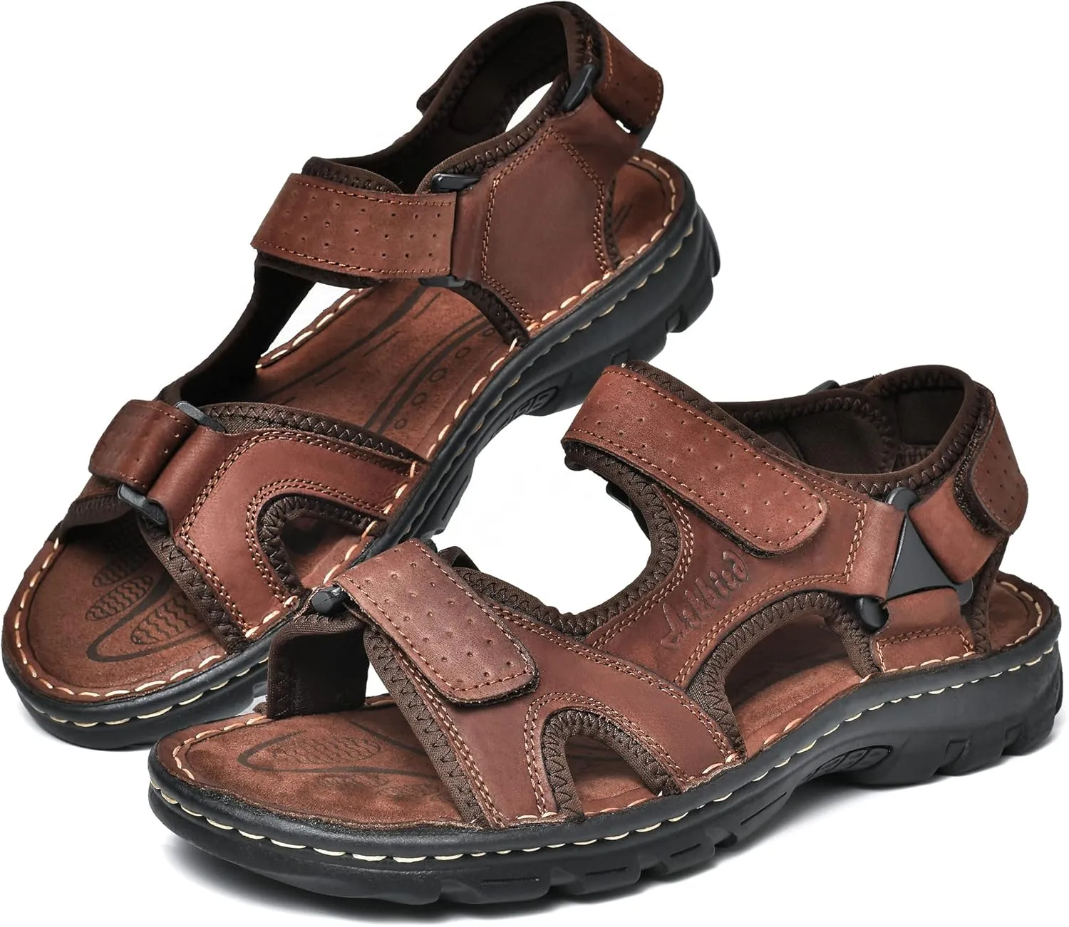 Arkbird Men's Leather Sandals Open Toe Athletic Fisherman Sandal Summer Beach Sport Hiking Shoes for Men