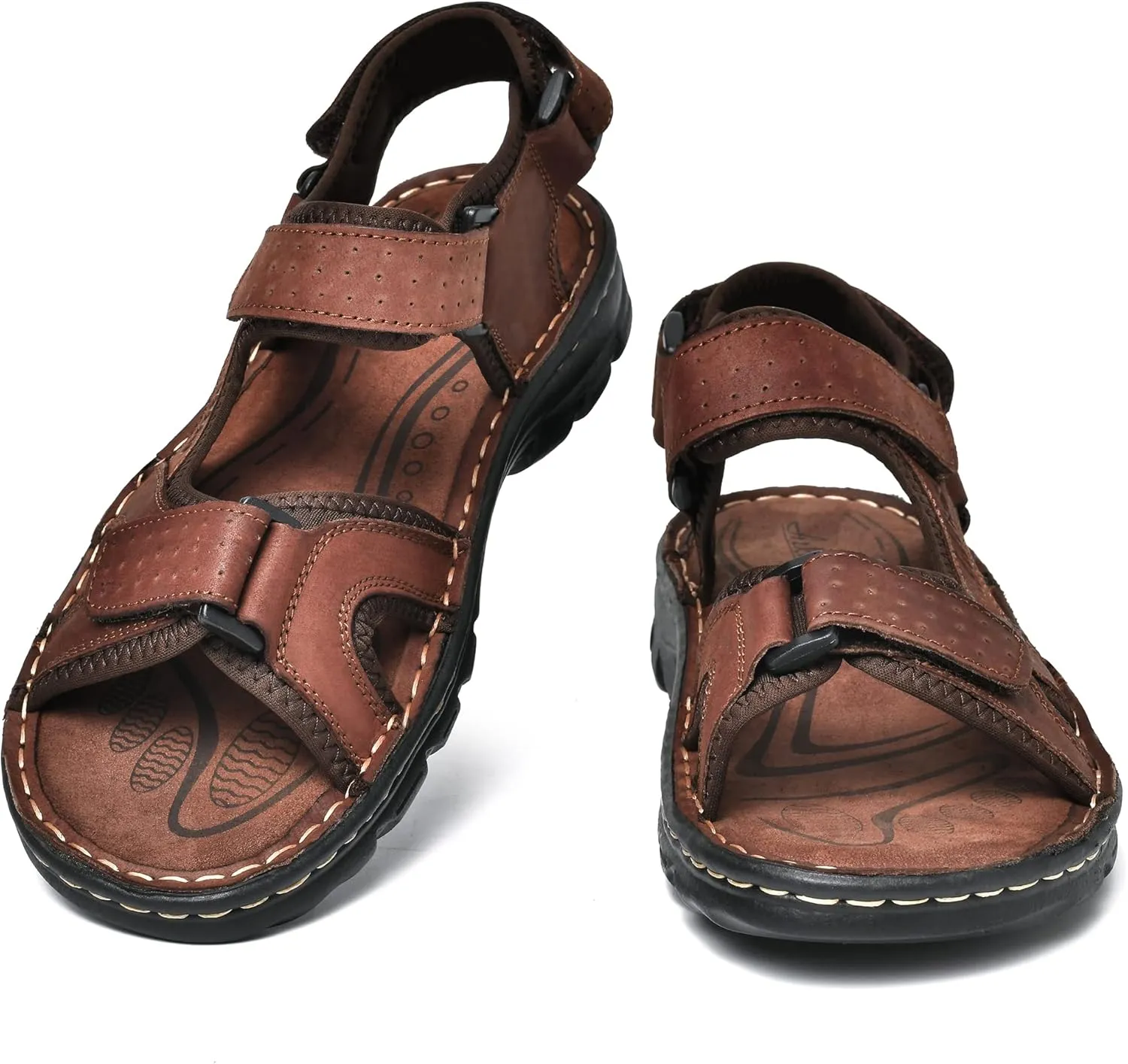 Arkbird Men's Leather Sandals Open Toe Athletic Fisherman Sandal Summer Beach Sport Hiking Shoes for Men