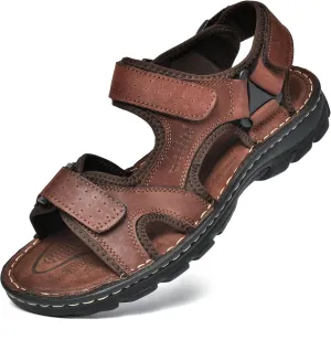 Arkbird Men's Leather Sandals Open Toe Athletic Fisherman Sandal Summer Beach Sport Hiking Shoes for Men