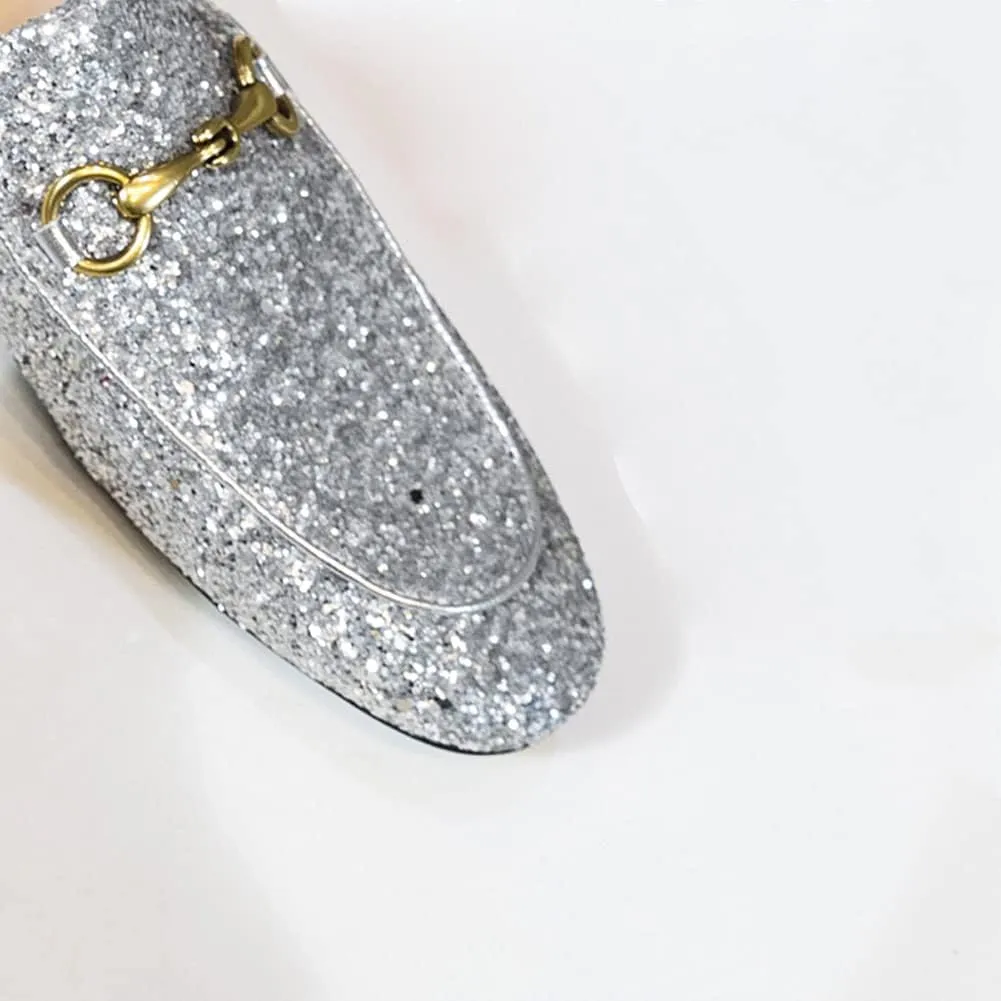 Arqa Mules for Women Almond Toe Leather Flats Slip-on Comfort Backless Loafers Buckle Mule Shoes