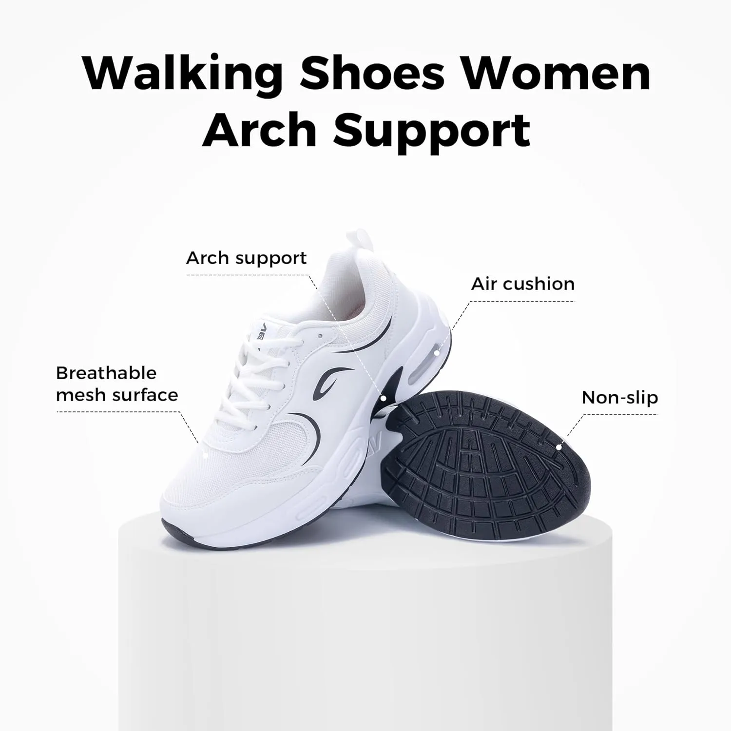 Artlea Walking Shoes Women Arch Support Sneakers Plantar Fasciitis Orthotic Tennis Sneakers Air Running Gym Shoes