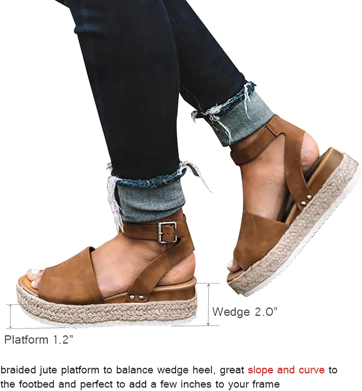 Athlefit Women's Espadrille Wedge Sandals Ankle Strap Buckle Platform Sandals