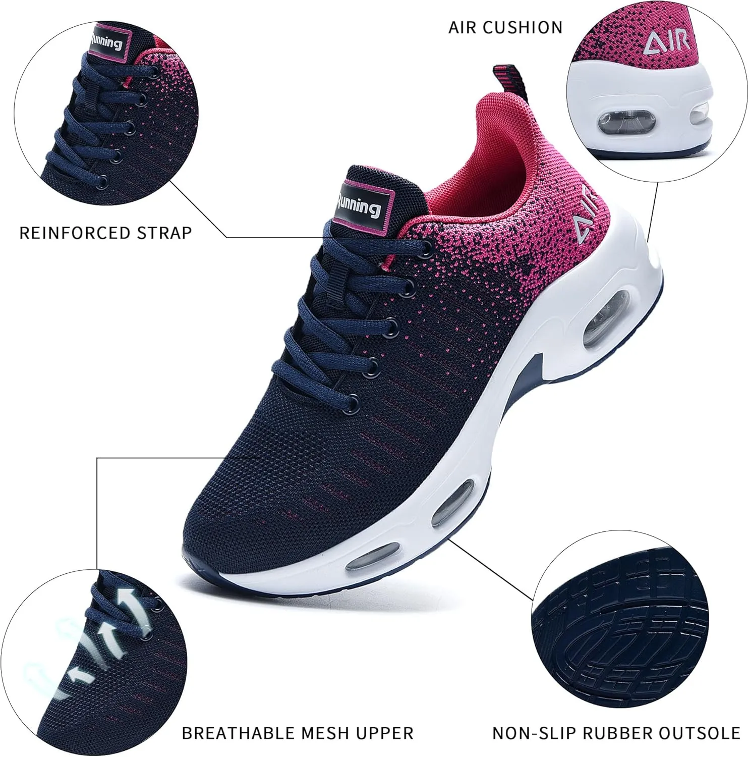AUPERF Women Air Running Shoes Athletic Tennis Walking Shoes Lightweight Fashion Sneakers for Gym Sport Jogging