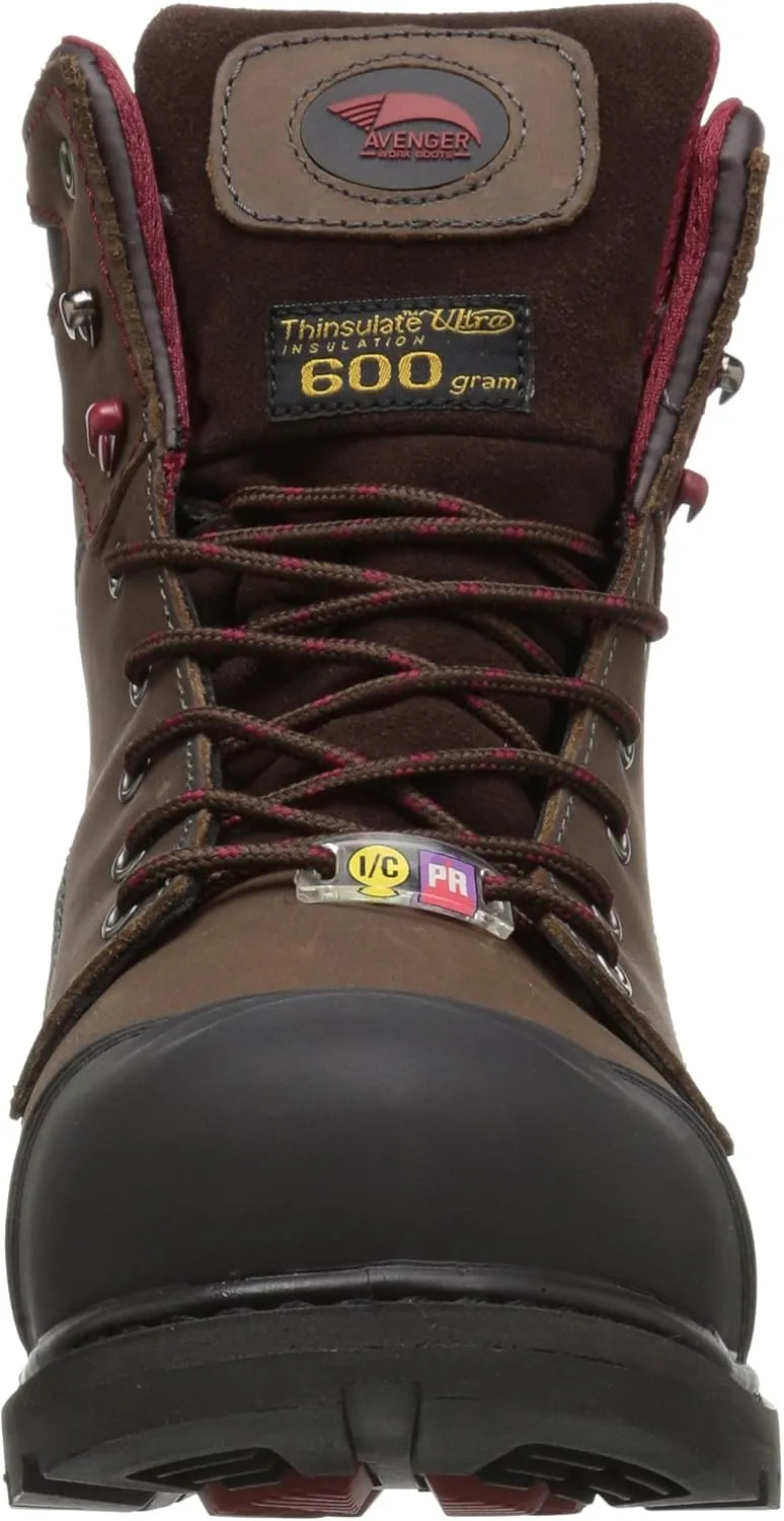 Avenger Work Boots Hammer 8" Men's Insulated Waterproof Leather Carbon Toe EH Industrial Work Boots