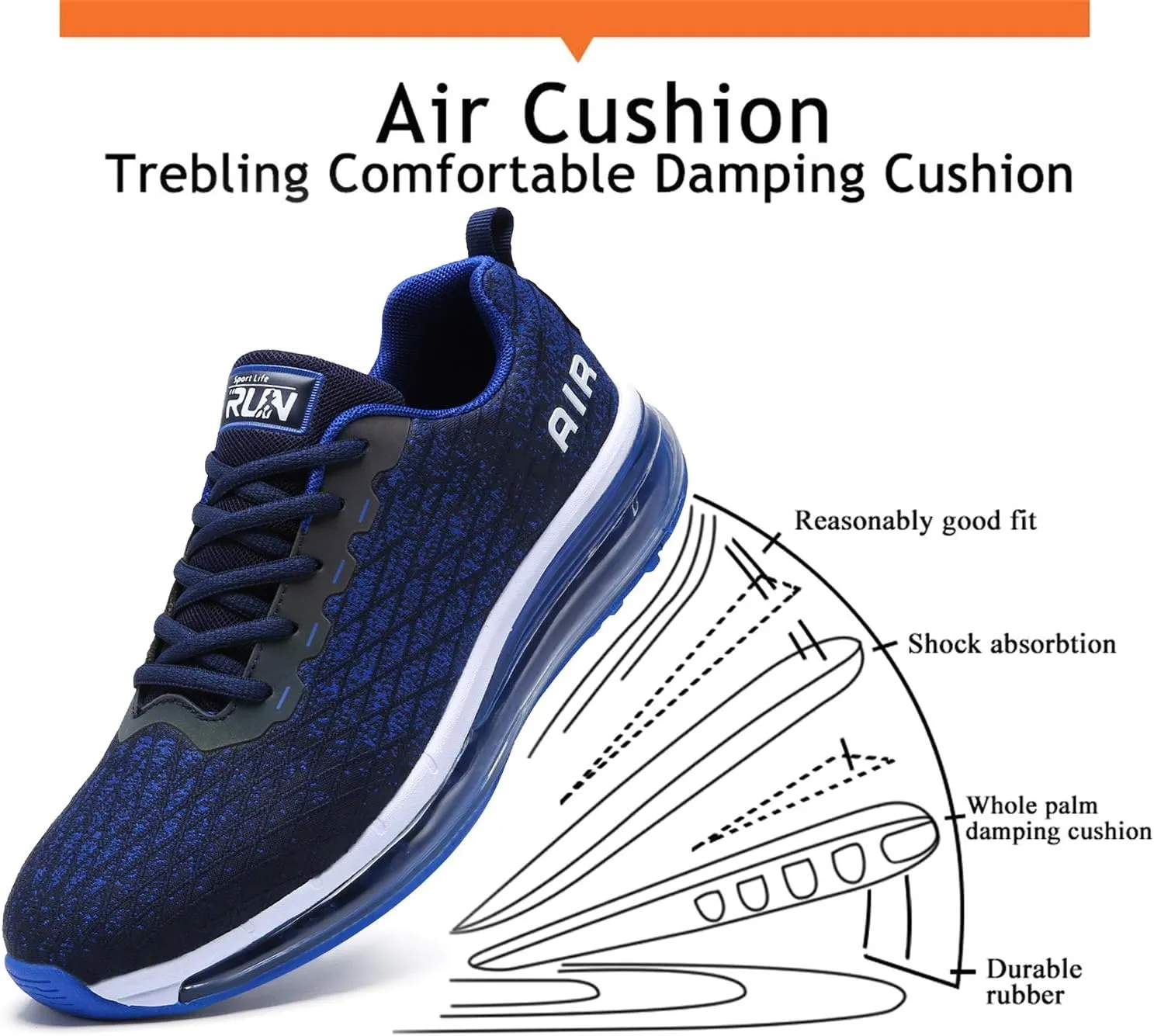 Axcone Mens Tennis Shoes Athletic Running Gym Jogging Air Cushion Workout Sneakers US7-US13