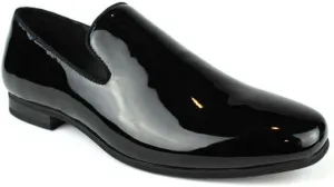 AZAR MAN Men's Black Patent Leather Formal Tuxedo Slip On Dress Shoes Loafers
