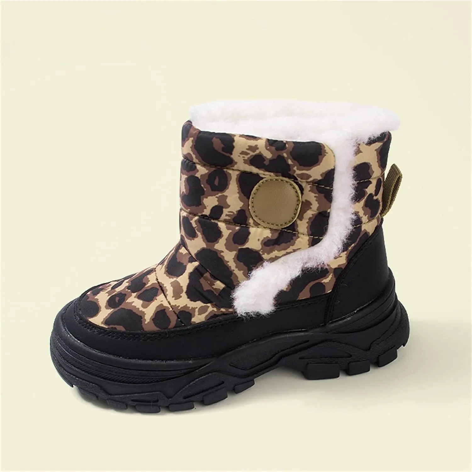 Baby Boys Girls Leopard Winter Warm Cozy Shoes Fleece Snow Boots Toddler Infant Non-Slip Faux F𝘂r Leather Boots Size 13