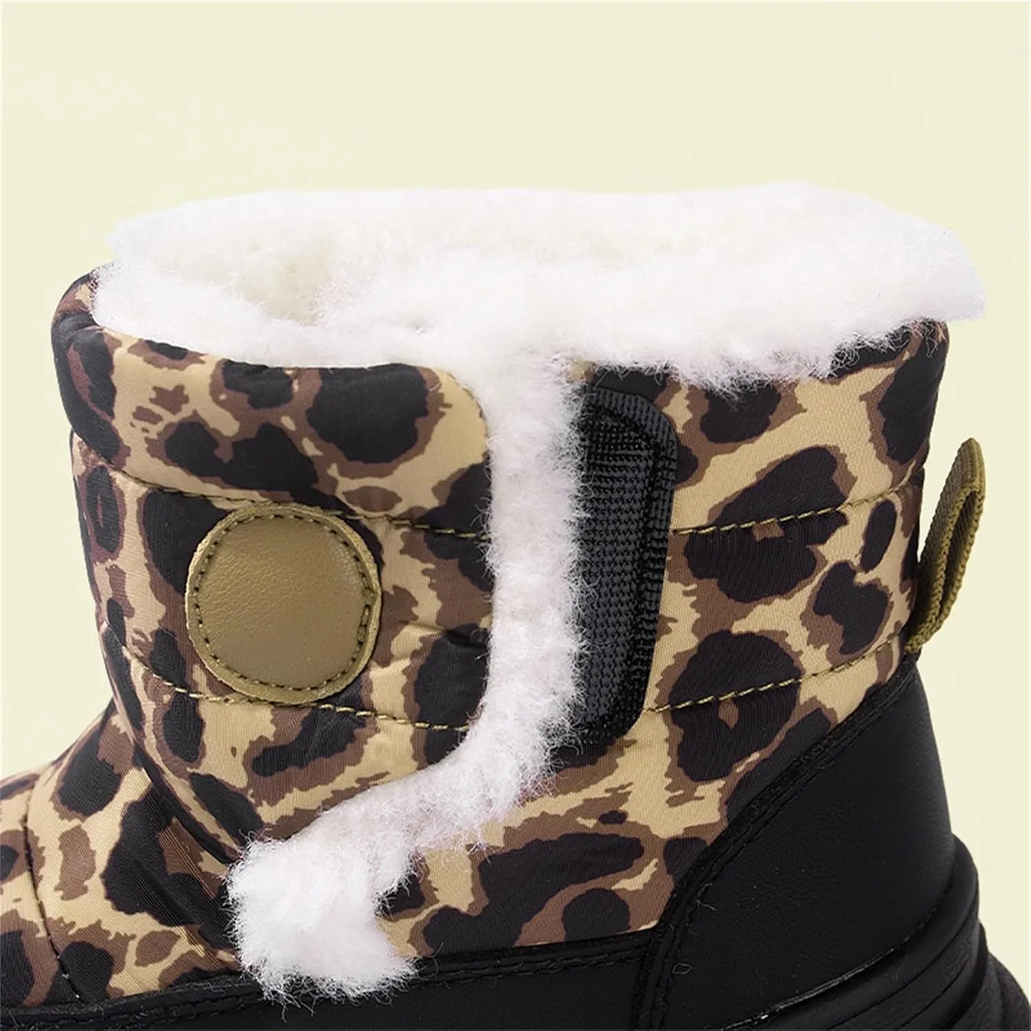 Baby Boys Girls Leopard Winter Warm Cozy Shoes Fleece Snow Boots Toddler Infant Non-Slip Faux F𝘂r Leather Boots Size 13