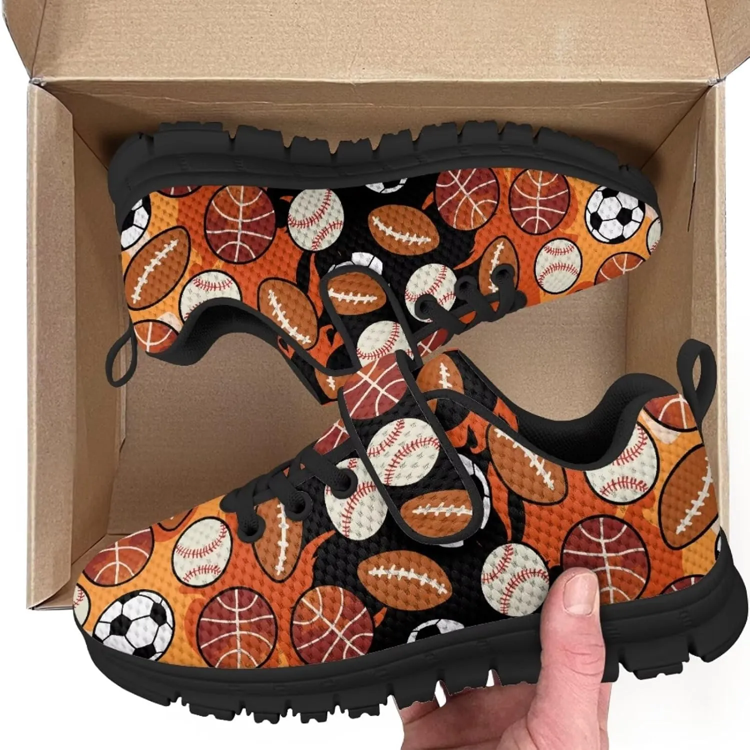 Ball Print Sport Athletic Shoes for Girls Boys Fashion Tennis Sneakers Running Walking Sneaker