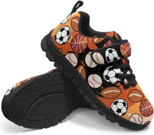 Ball Print Sport Athletic Shoes for Girls Boys Fashion Tennis Sneakers Running Walking Sneaker
