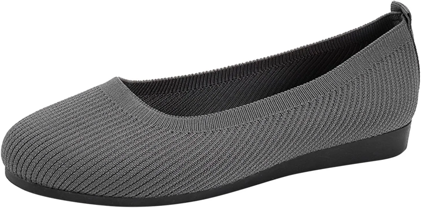 Ballet Flats for Women Knit Flats Shoes Comfortable Slip On Loafers Casual Work Shoes Round Toe Office Shoes