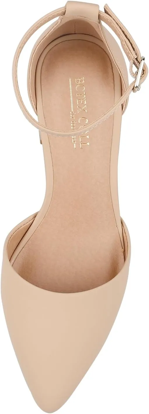 BCTEX COLL Womens Pointed Toe Pumps Shoes Ankle Strap Chunky Low Heels Metal Lined Sandals Designed for Women