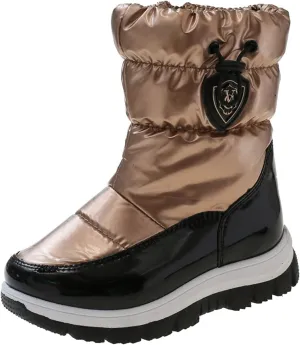 Big Kids Fashion Snow Boots Flat Thick 𝐖aterproof Shoes Winter Childrens Boys Mid Length Comfy Booties Padded Chunky