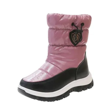 Big Kids Fashion Snow Boots Flat Thick 𝐖aterproof Shoes Winter Childrens Boys Mid Length Comfy Booties Padded Chunky