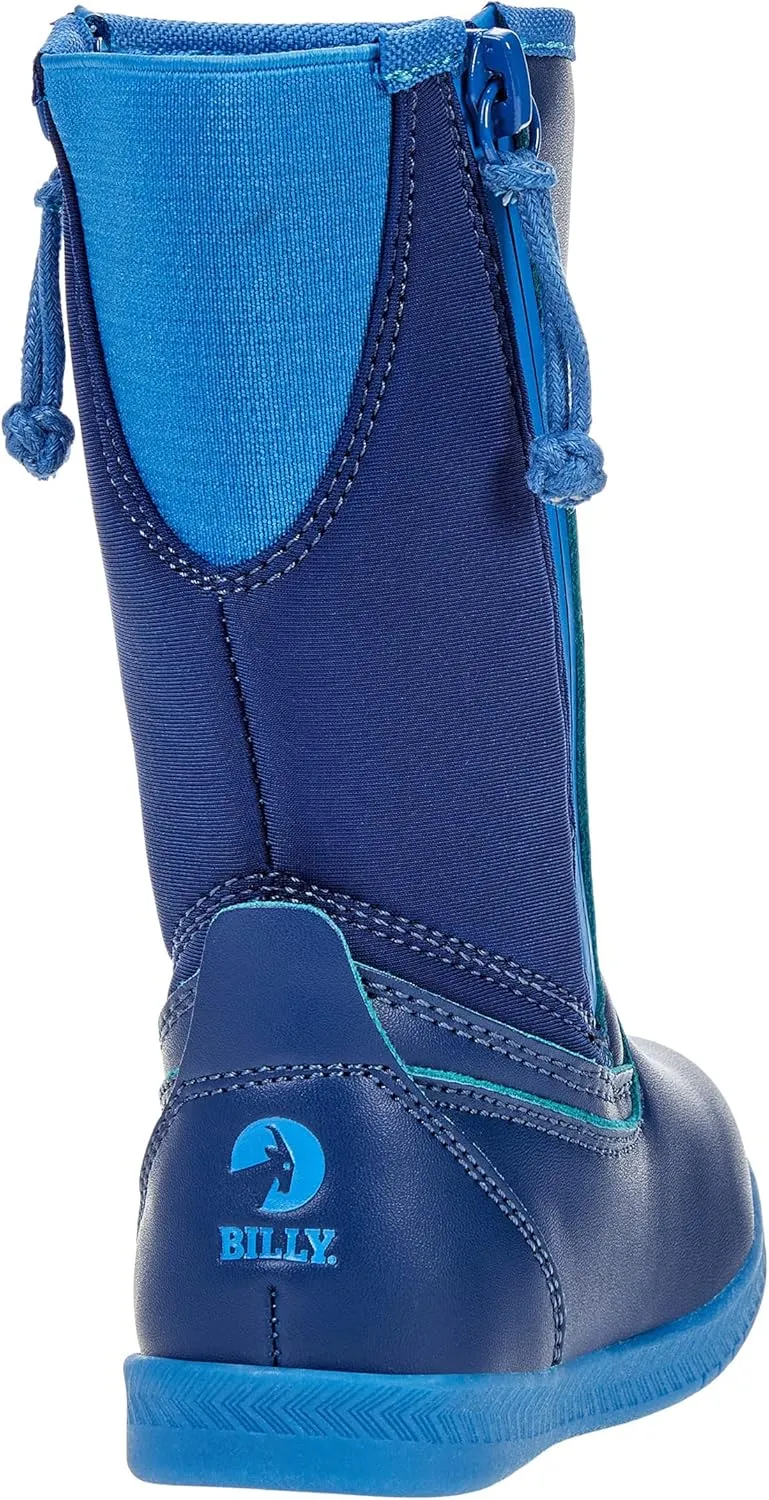BILLY Footwear Kids Rain for Toddlers - Dual Zipper, Closed and Raised Round Toe, Water Resistant High Boots