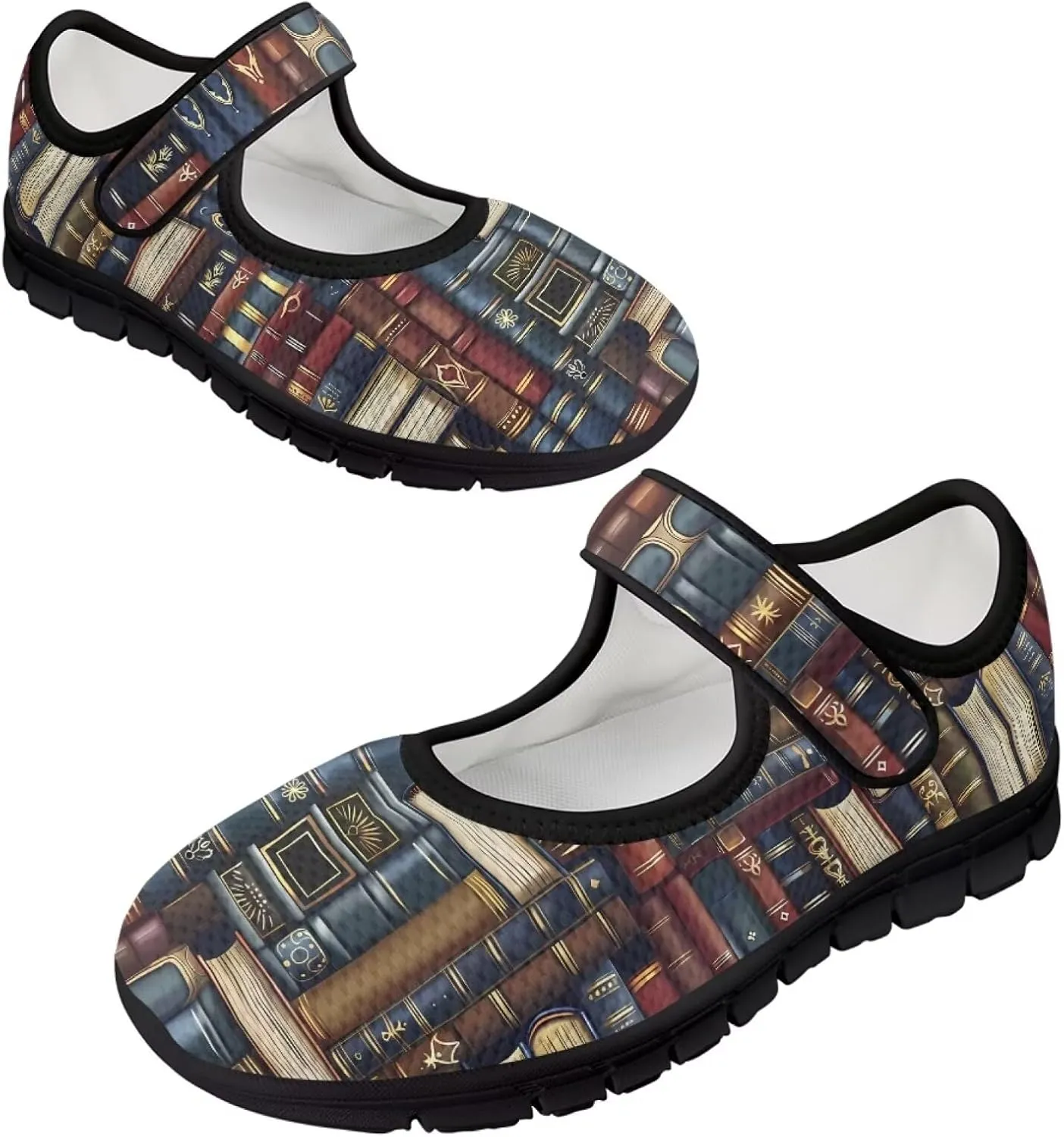 Binienty Womens Mary Jane Shoes Slip On Loafers with Adjust Hook and Loop Breathable Mesh Walking Sneakers