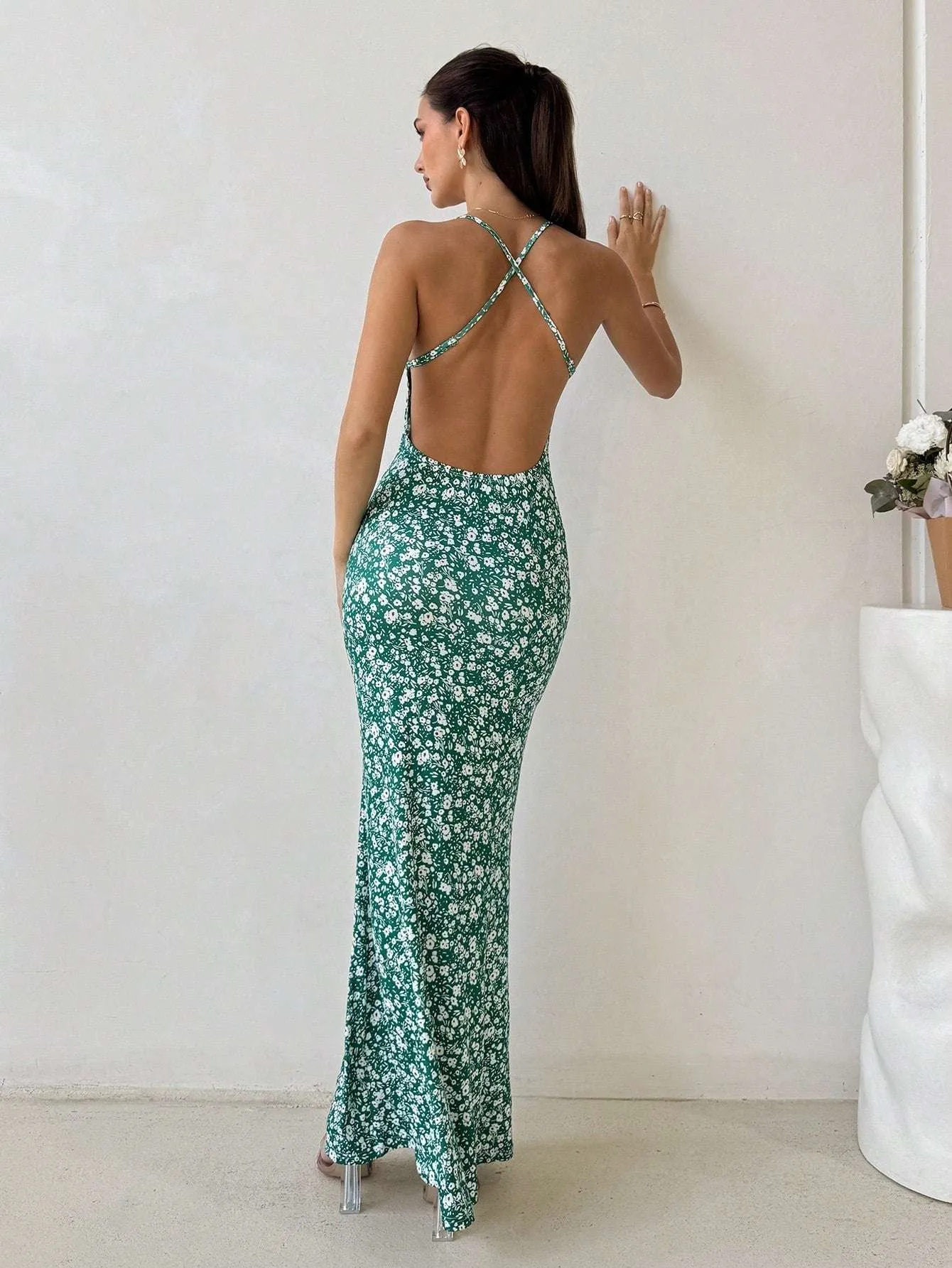 Blue Floral Print Maxi Slip Dress – European Summer Style