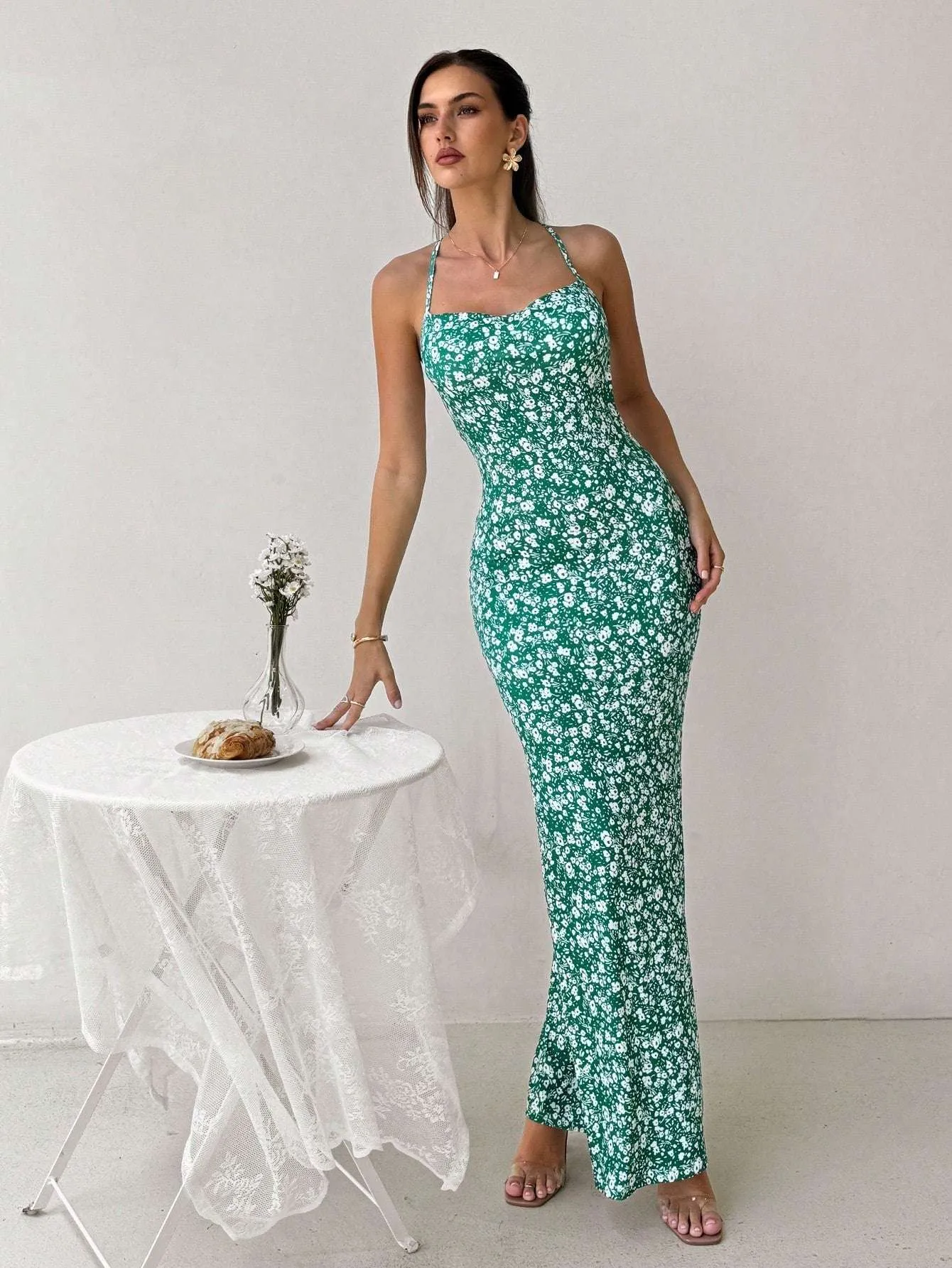 Blue Floral Print Maxi Slip Dress – European Summer Style