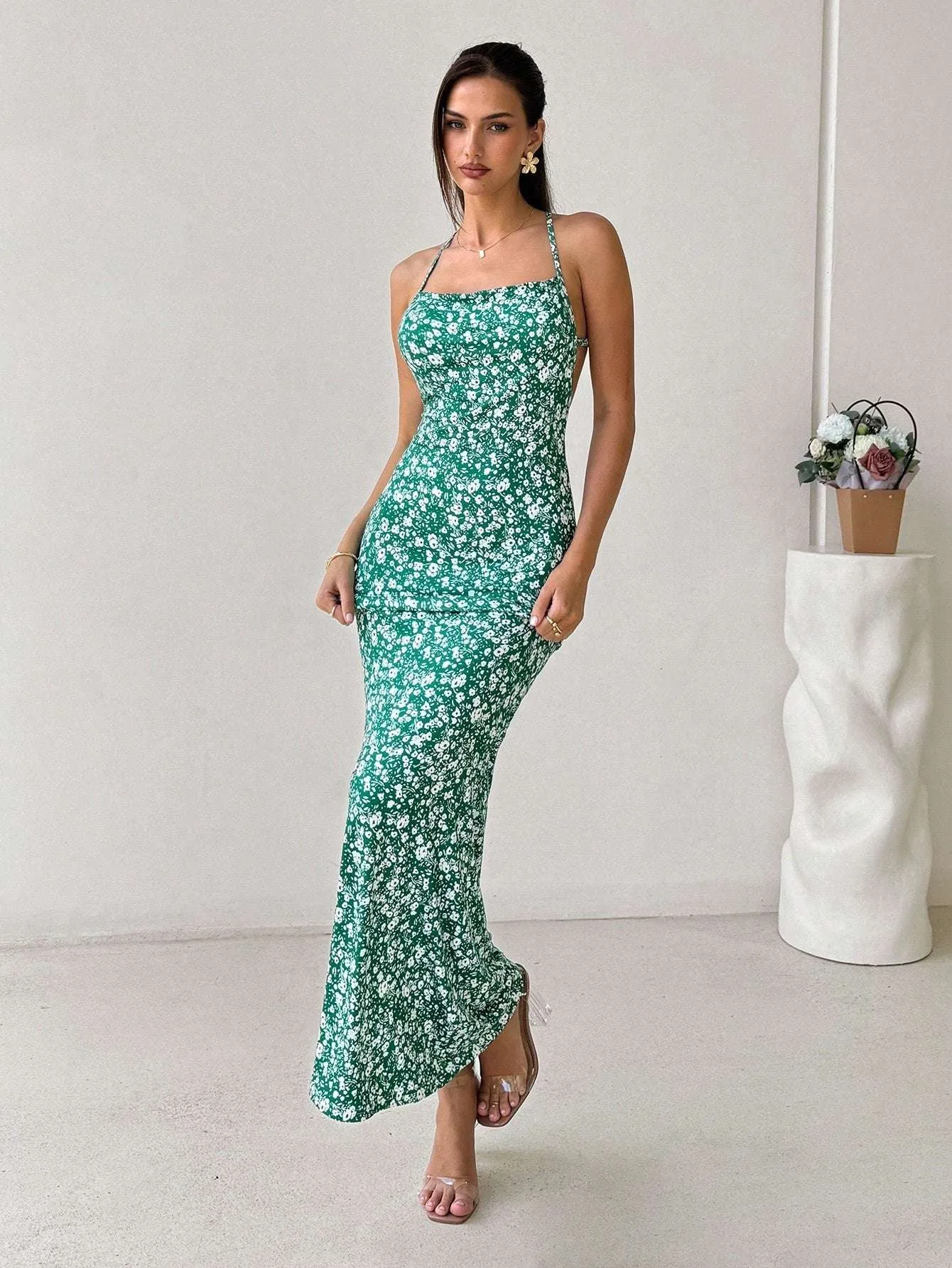 Blue Floral Print Maxi Slip Dress – European Summer Style