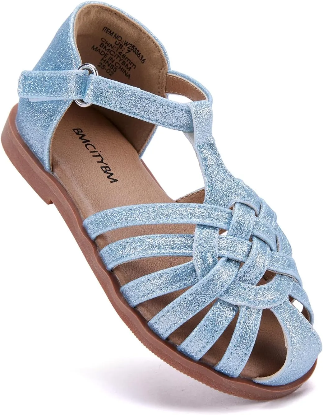 BMCiTYBM Toddler Girls Sandals Closed Toe Princess Flat Shoes Summer Glitter Dressy Sandals