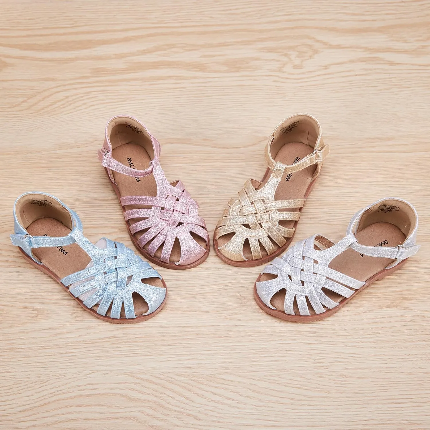 BMCiTYBM Toddler Girls Sandals Closed Toe Princess Flat Shoes Summer Glitter Dressy Sandals