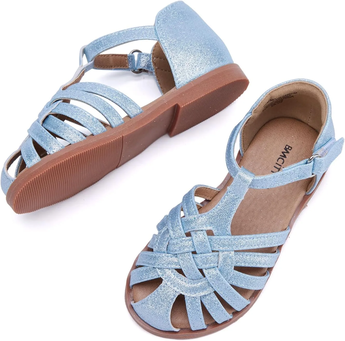 BMCiTYBM Toddler Girls Sandals Closed Toe Princess Flat Shoes Summer Glitter Dressy Sandals
