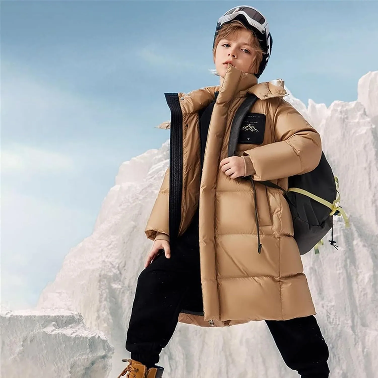 Boys Girls Long Heavyweight Puffer Jacket with Detachable Hood Kids Waterproo𝐟 Zip up Toddler Overalls for Boys Winter