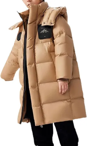 Boys Girls Long Heavyweight Puffer Jacket with Detachable Hood Kids Waterproo𝐟 Zip up Toddler Overalls for Boys Winter