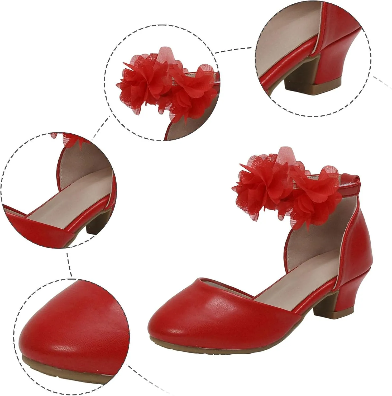 Boys Girls Sandals Girls Silk Flower Princess Shoes Little Girl Closed Toe Hollow High Heels Children Dance Performance Dress Shoes Walking Beach Shower for Boys